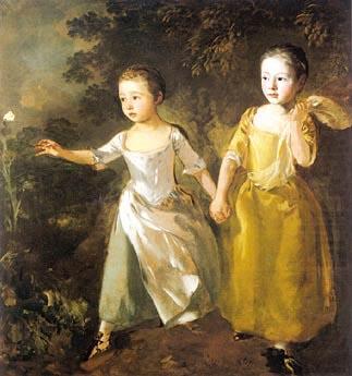 Thomas Gainsborough The Painter Daughters Chasing a Butterfly oil painting picture